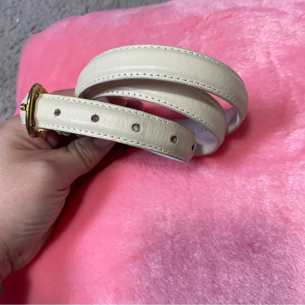 Vintage Skinny‎ White Leather Belt